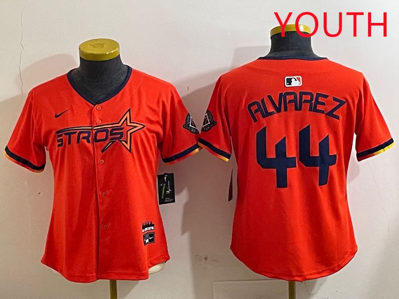 Youth Houston Astros #44 Alvarez Orange Three generations Joint Name 2025 Nike MLB Jersey style 412->youth mlb jersey->Youth Jersey